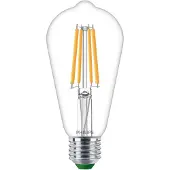 Signify Philips Filament-Lampe, transparent, 60W ST64 E27, 4 W, 60 W, E27, 840 lm, 50000 h, Warmweiß