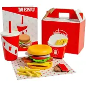 Bigjigs Holzspielzeug Burger und Pommes Set - 48-teilig - kreatives Spielessen