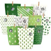 Sonstiges Adventskalender zum Befüllen, 24 Weihnachtstüten mit Zahlenaufkleber, Grün