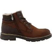 Tom Tailor Winterboots , Herren, Gr. 44, Warmfutter, braun (dunkelbraun), Lederimitat, Textil, Schuhe Winterboots, Schnürboots mit Niete und Ziernähten