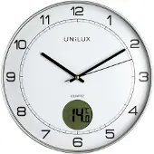 Unilux Wanduhr Tempus, 30cm, ohne Ticken, mit Digitalanzeige für Temperatur