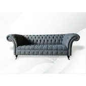 AEA Chesterfield 3Sitzer Stoff Wohnzimmer Design Couchen Polster Sofa Sofas Grau
