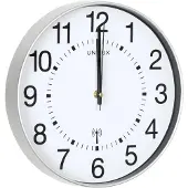 Unilux 400094562 Wanduhr WAVE - Ø 30 cm, Funkwanduhr, metallgrau