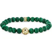Thomas Sabo Beads-Armband aus grünen Steinen vergoldet