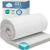 Aktiv shop GmbH ELONEO Gel Topper 180x200cm, Matratzentopper aus 5 cm hohem Gel-Memory- Schaum, atmungsaktiver 3D-Netz Bezug, Bequeme Matratzenauflage für das Bett