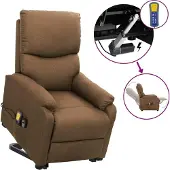 Syfax Massagesessel mit Aufstehhilfe Taupe Stoff