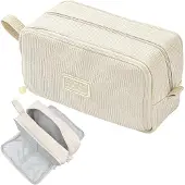 Merkloos Federmäschchen groß, 3 Fächer, Kordzahnung, beige, für Schule