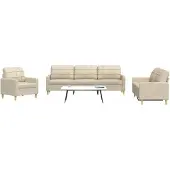 vidaXL 3-tlg. Sofagarnitur Creme Stoff