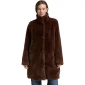 Tom Tailor Damen Fake Fellmantel mit Stehkragen