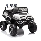 BOGI Mercedes UNIMOG S 4x45W Kinderauto Kinderelektroauto Kinderfahrzeug 12V Elektroauto Weiß