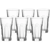 Leonardo Longdrinkglas "Longdrinkgläser Rock 340 ml 6er Set transparent", bunt (transparent), Glas, Trinkgefäße, Longdrinkglas