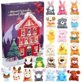 Sonstiges Adventskalender 2026 mit 24 Plüschtier Schlüsselanhängern für Kinder Weihnachten Dekoration