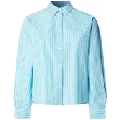 Pepe Jeans für Damen. PL3051566 Grünes Hemd Justine (L), Blau, Lässig, Baumwolle, Langarm