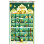 Merkloos Wiederverwendbarer Ramadan-Adventskalender mit kleinen Beuteln – Grün-goldene Dekoration