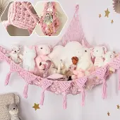 OEM Kuscheltier-Aufbewahrungsnetz - Makramee-Hängematte zur Spielzeugaufbewahrung - Kinderzimmer - Schneeweiß
