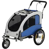PawHut 2-in-1 Hundeanhänger für Fahrrad Hundebuggy für Hunde bis 20 kg