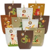 OEM Adventskalender zum Befüllen – 24 Papiertüten mit Dinosaurier-Motiven – Zum Selberbasteln