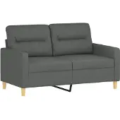 vidaXL 3-tlg. Sofagarnitur mit Kissen Dunkelgrau Stoff