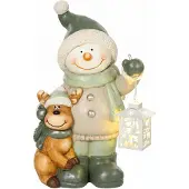 HOMCOM Weihnachtsdeko Figur Schneemann 43 cm, Weihnachtsfigur aus MGO für Innen