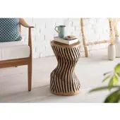 MASSIVMOEBEL24.DE UNIKA Hocker #101 29x29x45 Teak Wurzel natur lackiert