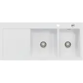 SYSTEMCERAM KeraDomo Spüle MERA DOUBLE in SATIN mit Becken rechts und Excenterbedienung /