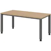 Froschkönig24 Schreibtisch Q-Serie | 4-Fuß-Gestell | höheneinstellbar | extrem stabil, Größe Tischplatte:160 x 80 cm, Farbe Tischplatte:Eiche, Farbe Gestell:Graphit