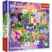 Trefl 4-in-1-Puzzle Die Welt des Drachen Diplodocosi 34633