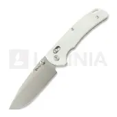Reate Horizon X Drop Point Taschenmesser, White Glass FatCarbon, Stonewash