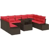 vidaXL Gartensofa-set 10 stk. Braun Poly-Rattan