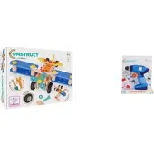 Simba Eichhorn Construct Doppeldecker & Handschrauber Bundle – 84-teiliges Konstruktionsset mit Schrauber