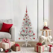 vidaXL Künstlicher Vorbeleuchteter Weihnachtsbaum Silber 120 cm 3397180