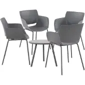 CLP Sitzgruppe Berena für den Garten I Set aus Tisch Berea und Stühlen Alpena I Outdoor-Set wetterfest und UV-beständig I Gartenmöbel dunkelgrau 4 Stühle