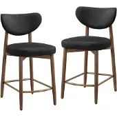 Vasagle Barhocker 2er Set, mit Rückenlehne, Massivholzbeine, in Kunstleder