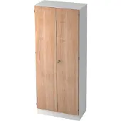 Hjh OFFICE PRO SIGNA K 6100 SG - 5 OH Weiß/Nussbaum mit Knauf (abschließbar) Schrank