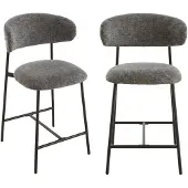 CALICOSY - 2er-Set Hocker aus meliertem Stoff mit Metallbeinen - DRACO