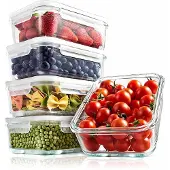 Nutrichef Glas Frischhaltedosen aus Borosilikatglas – Luftdicht, Auslaufsicher,