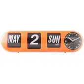 Karlsson - Wanduhr Tube Flip - Leuchtendes Orange - 38x10x13.5cm
