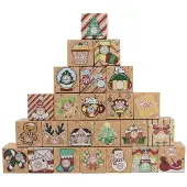 Dripio Adventskalender zum Befüllen, 24 Schachteln, 7x7x7 cm, beige