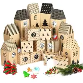 OEM Adventskalender zum Befüllen - 24 Häuser-Boxen aus Holz - DIY-Weihnachtskalender