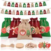 Dripio Adventskalenderbeutel 24 Stück 18x13 cm zum Befüllen DIY