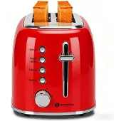 Aigostar Toaster 2 Scheiben, 4 cm extra breite Toastschlitze, 4 Funktionen – Rot