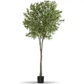 TecTake Künstlicher Olivenbaum, verschiedene Größen, mit viel Volumen, stabiler Kunststoff-Blumentopf