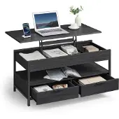 Songmics Couchtisch, höhenverstellbarer Wohnzimmertisch, 50 x 100 x (48-63) cm