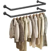 Songmics Wandmontierter Kleiderständer im Industrie-Design, platzsparend, 92 cm x 30 cm x 7,5 cm