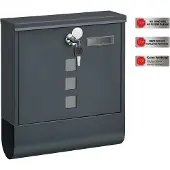 Songmics Edelstahl-Briefkasten, Wandbriefkasten, Schloss mit Kupfer-Schließzylinder, Zeitungsfach, Sichtfenster, Namensschildhalter, einfache Montage, anthrazit