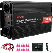 Vevor 1500-W-Wechselrichter, 12 V DC auf 230 V AC, reiner Sinus-Wechselrichter, mit Fernbedienung, USB- & Typ-C-Anschlüsse, 2 AC-Steckdosen, Schnellladung für RV, LKW, Outdoor-Camping