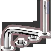 Keuco EDITION 400 Vierloch-Wannenmischer Wannenrand, Höhe 89mm, Ausladung 220mm, 51530010200, Farbe: Verchromt