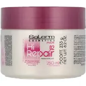 Salerm Cosmetics Hi Repair Mask, 250 ml, Frauen, beschädigtes Haar, Alle Farben, Feuchtigkeitsspendend, Feuchtigkeitsspendend, Reparatur, Glanz, Weichmachend, Behälter