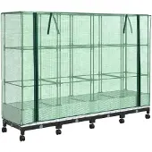 vidaXL Gartenplanter mit Gewächshausabdeckung und Rädern 4 Stk. Weiß