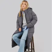 French Connection Damen Daunenmantel Lang Slate